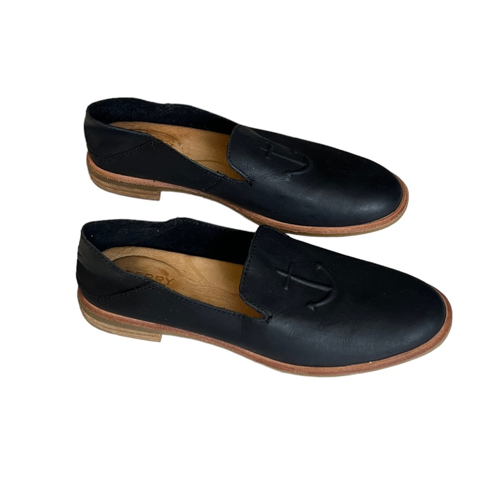 Sperry Seaport Levy Nautical black leather loafer